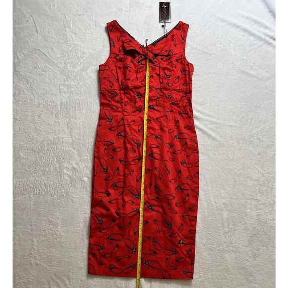 Voodoo Vixen Womens Dress Size M Red Black 1950 Sunglass Print Retro Pin Up NWTS - Picture 7 of 8